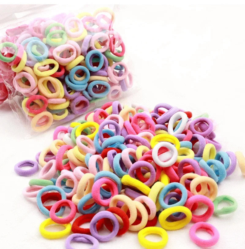 200PCS Women Girls Colorful Nylon Elastic Hair Bands Ponytail Hold Small Hair Tie Rubber Bands Scrunchie Hair Accessories Beauty World Shop