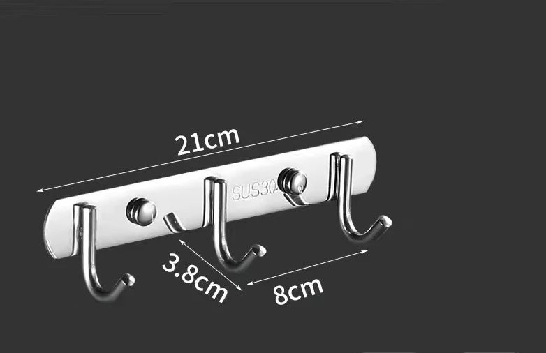 Stainless Steel Hook Hooks Toilet Clothes Hook Kitchen Supplies Hanger Punch-free Hook Rack Beauty World Shop