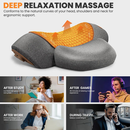 Electric Neck Massager Cervical Pillow Hot Compress Neck Stretch Heating Vibration Neck Shoulder Massage Pillow Back Traction Beauty World Shop