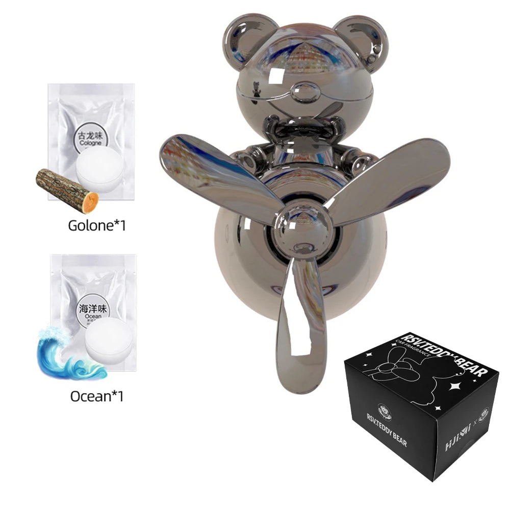 Cool Bear Pilot Car Air Freshener Rotating Propeller Air Outlet Perfume Fragrance Flavoring 자동차 공기 청정기 Accessories 방향제 차량용 Beauty World Shop