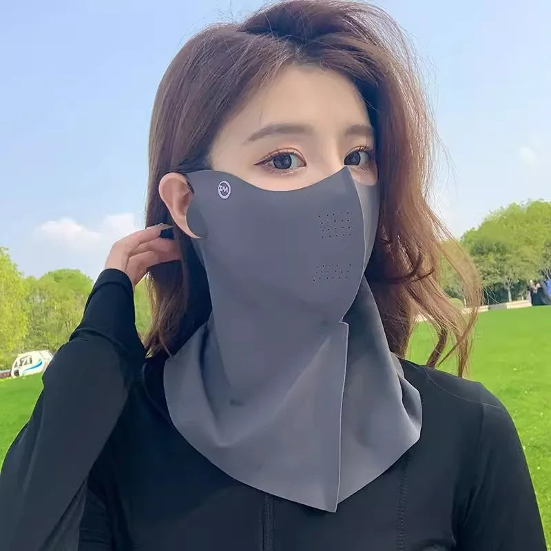 Women Summer UV Protection Neck Scarf Ice Silk Face Mask Cover Outdoor Wrap Cover Sports Cycling Sun Proof Sunscreen Dustproof Beauty World Shop