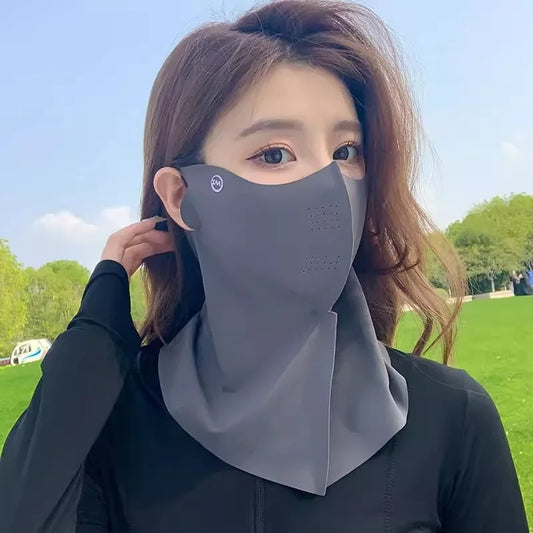 Women Summer UV Protection Neck Scarf Ice Silk Face Mask Cover Outdoor Wrap Cover Sports Cycling Sun Proof Sunscreen Dustproof Beauty World Shop