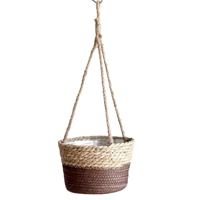 Garden Hanging Planter Macrame Plant Storage Basket Jute Rope Woven Indoor Outdoor Flower Pot Holder Plant Hangers Home Decor Beauty Trend Shop