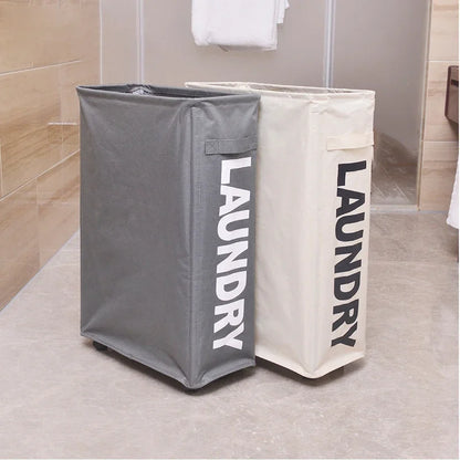 Rolling Slim Laundry BasketWithStandFoldable Waterproof Sorter AndOrganizerOn Wheels Tall Thin DirtyLaundryHamper Basket Beauty World Shop