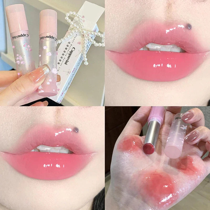 Flowery dish language lip gloss mirror lip glaze beep lip water light lasting makeup not easy to dip cup makeup Beauty Trend Shop