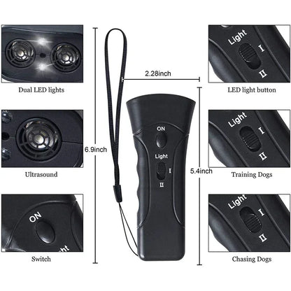 1Pcs Ultrasonic Dog Barking Deterrent Trainer with LED Light Stop Bark Control Device for Pets Training Beauty World Shop