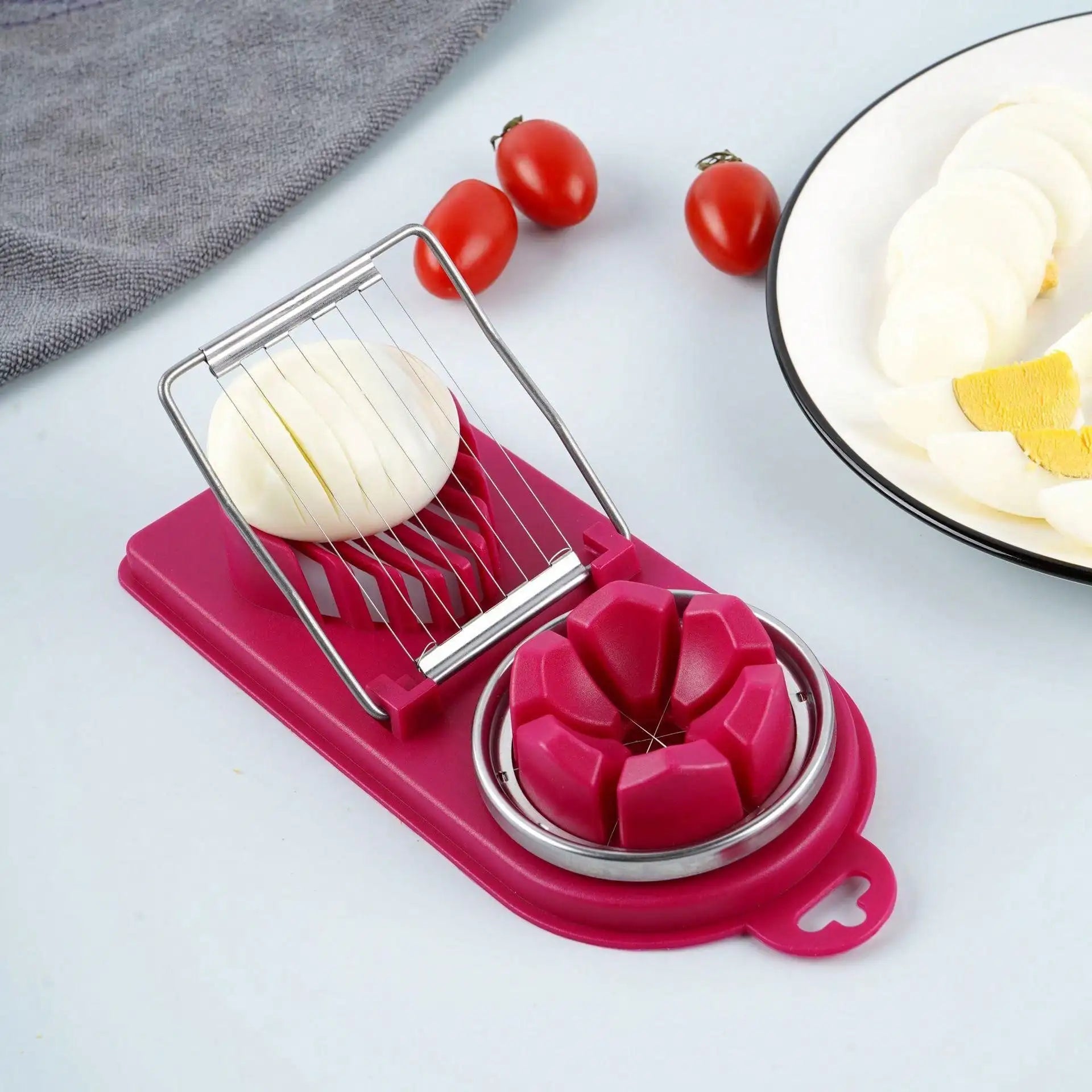 Multifunctional PP Base egg cutter 2-in-1 stainless steel wire pull egg cutter for hanging high-quality kitchen accessory tools Beauty World Shop