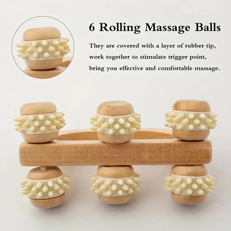 Wooden Massage Roller Tool, Manual Wooden Massager, 1 Pcs Wood Back Massage Roller for Neck Leg Back Deep Tissue Muscle Massage Beauty World Shop