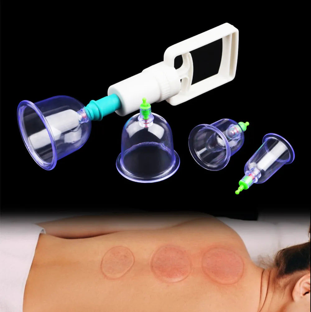 6 Suction Cups for Back-Vacuum Cupping Massage Kit w/ Pump Gun Body Massage Anti-Cellulite Beauty World Shop