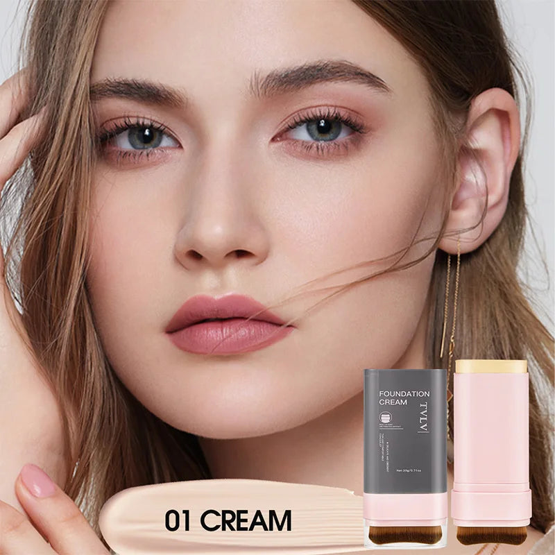 TVLV Concealing Foundation Stick: 5 Shades with Built-In Brush - Cream Finish, Lightweight and Waterproof Formula, Beauty Trend Shop