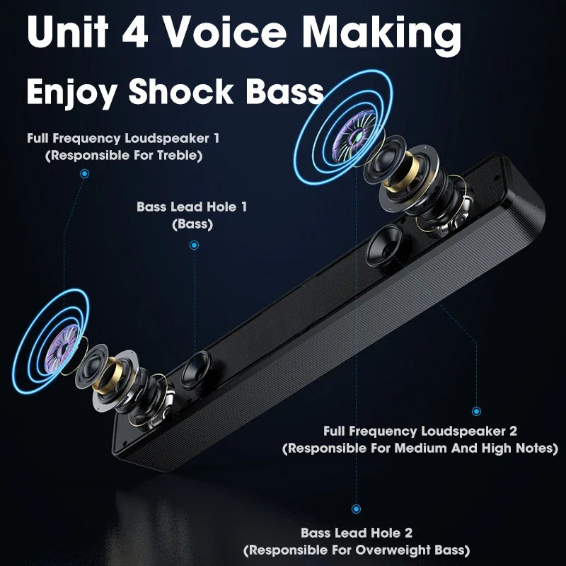 Wired Wireless Bluetooth Speaker Sound Box Bar Soundbar Computer PC TV Laptop Desktop Music Portable Caixa De Som Audio System Beauty World Shop