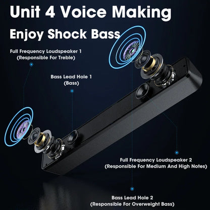 Wired Wireless Bluetooth Speaker Sound Box Bar Soundbar Computer PC TV Laptop Desktop Music Portable Caixa De Som Audio System Beauty World Shop