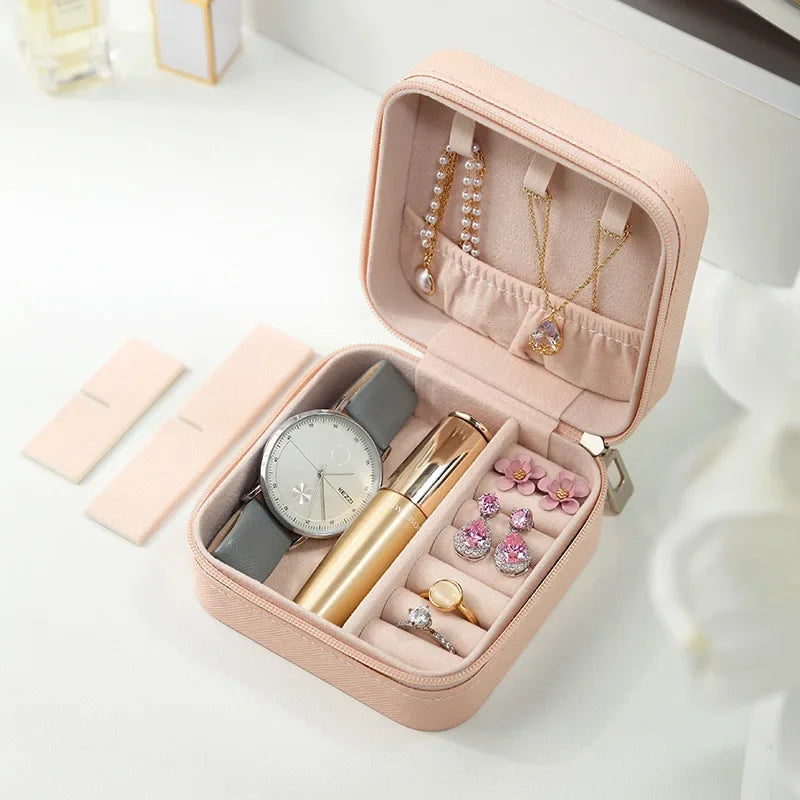 Portable Mini Jewelry Storage Box Travel Organizer Jewelry Case Leather Storage Earrings Necklace Ring Jewelry Organizer Display Beauty World Shop