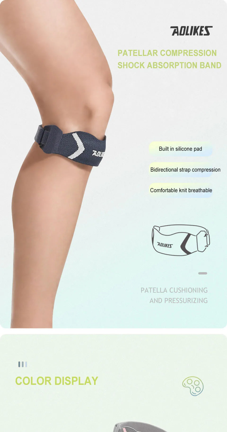 AOLIKES 1PCS Knee Braces for Knee Pain,Patella Knee Support Strap,Adjustable Patellar Tendon Stabilizer Band for Basketball Beauty World Shop