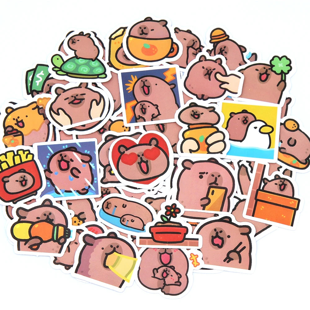 10/50/100pcs Capybaras Stickers Cartoon Cute Decals Toy Stationery Guitar Phone Bicycle Laptop Luggage Car Graffiti Kids Sticker Beauty World Shop