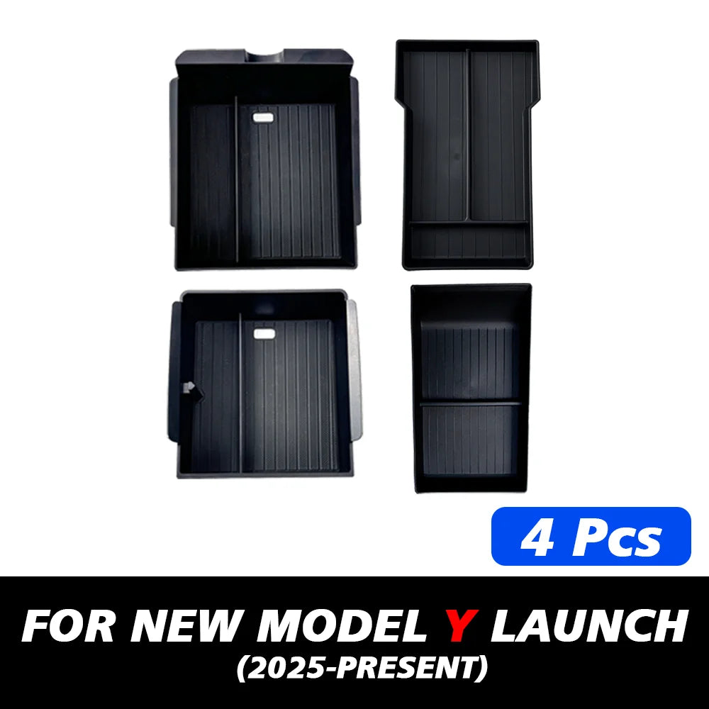 For Tesla New Model Y 2025 Launch Juniper Teslajuniper ABS with Silicone Non-slip Mat Console & Armrest Storage Box Upper Beauty World Shop