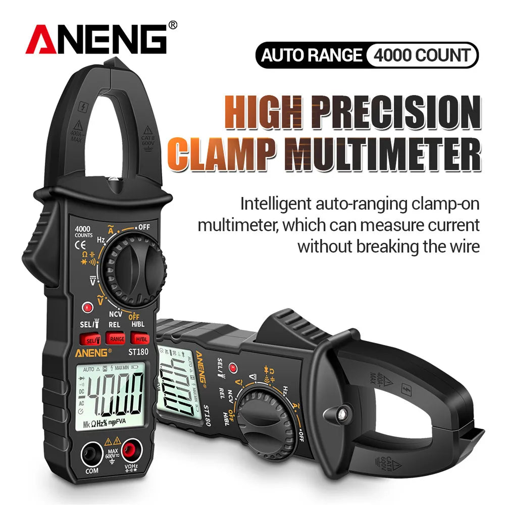 ANENG ST180 AC Current Clamp Meter  Digital 4000 Counts Multimeter Ammeter Voltage Tester Car Amp Hz Capacitance NCV Ohm Tool Beauty World Shop