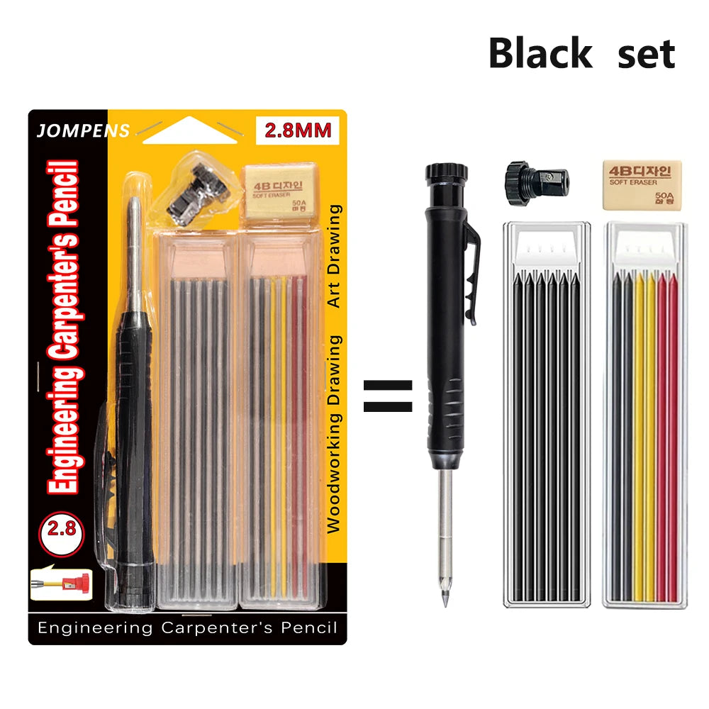 Solid Carpenter Pencil Set Deep Hole Marking Tool Pen Built In Pencil Sharpener Carpenter Lead Core Automatic Pencil Drawing Pen Beauty World Shop