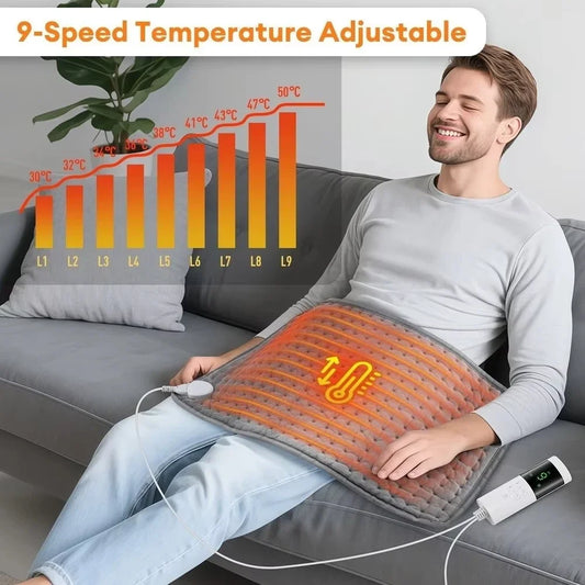 Electric Heating Massage Pad, 9 Heat Levels, Constant Temperature, 4 Modes & Timer Function, Body Warming Heating Pad for Legs, Beauty World Shop