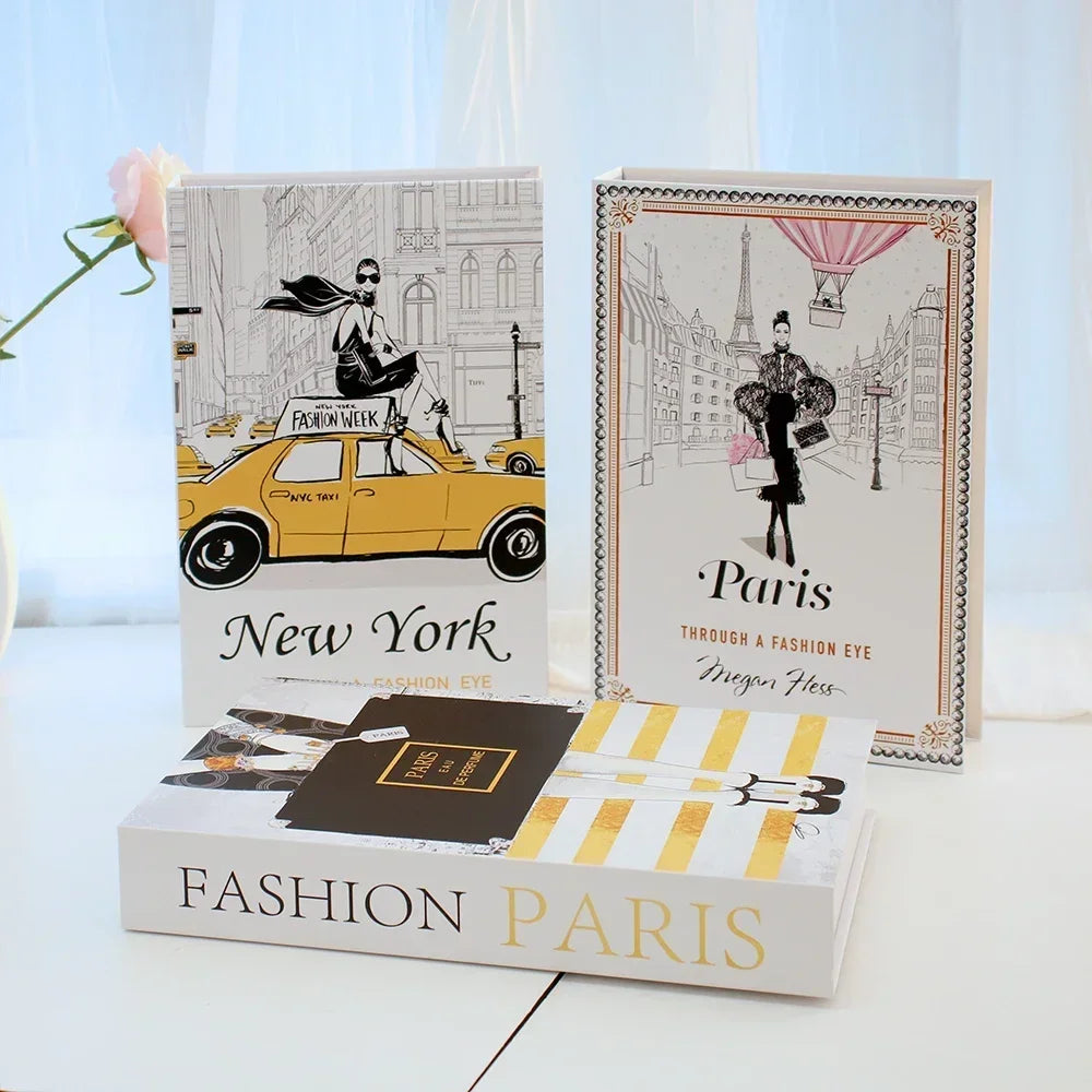 3Pcs Foldable Fashion Fake Books Living Room Decoration Designer Books Coffee Table Ornaments Club Hotel Room Villa Prop Books Beauty World Shop
