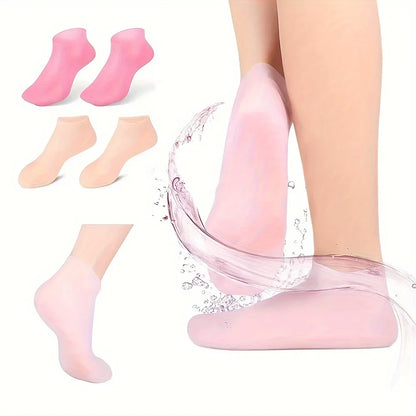2 Pack Silicone Elastic Moisturizing Foot Socks, Spa Massage Moisturizing Gel Socks for Dry Cracked Feet, Foot Care Socks Tools Beauty World Shop