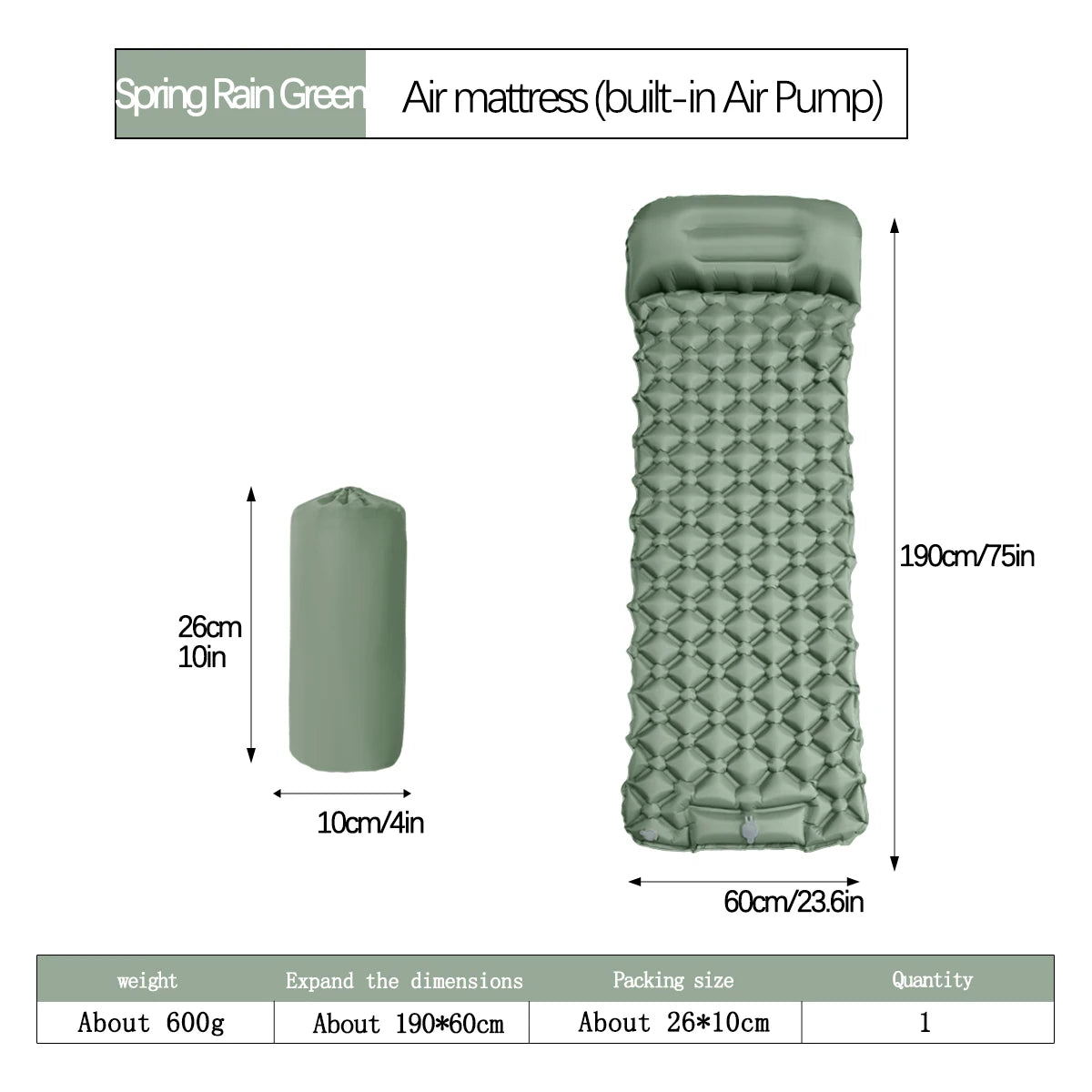 Outdoor Camping Inflatable Mattress Sleeping Pad With Pillows Ultralight Air Mat Built In Inflator Pump Hiking Beauty World Shop