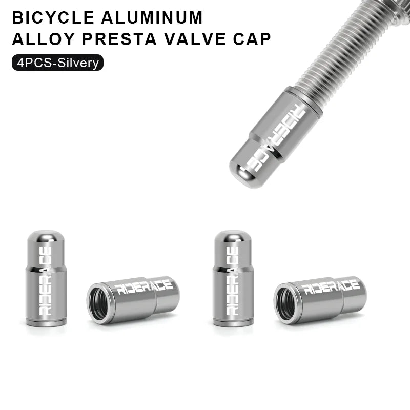 RIDERACE Bicycle Tire Valve Cap Aluminum Alloy CNC MTB Road Bike Tube Tyre Gas Nozzle Cover for FV Presta Valve Dustproof Beauty World Shop