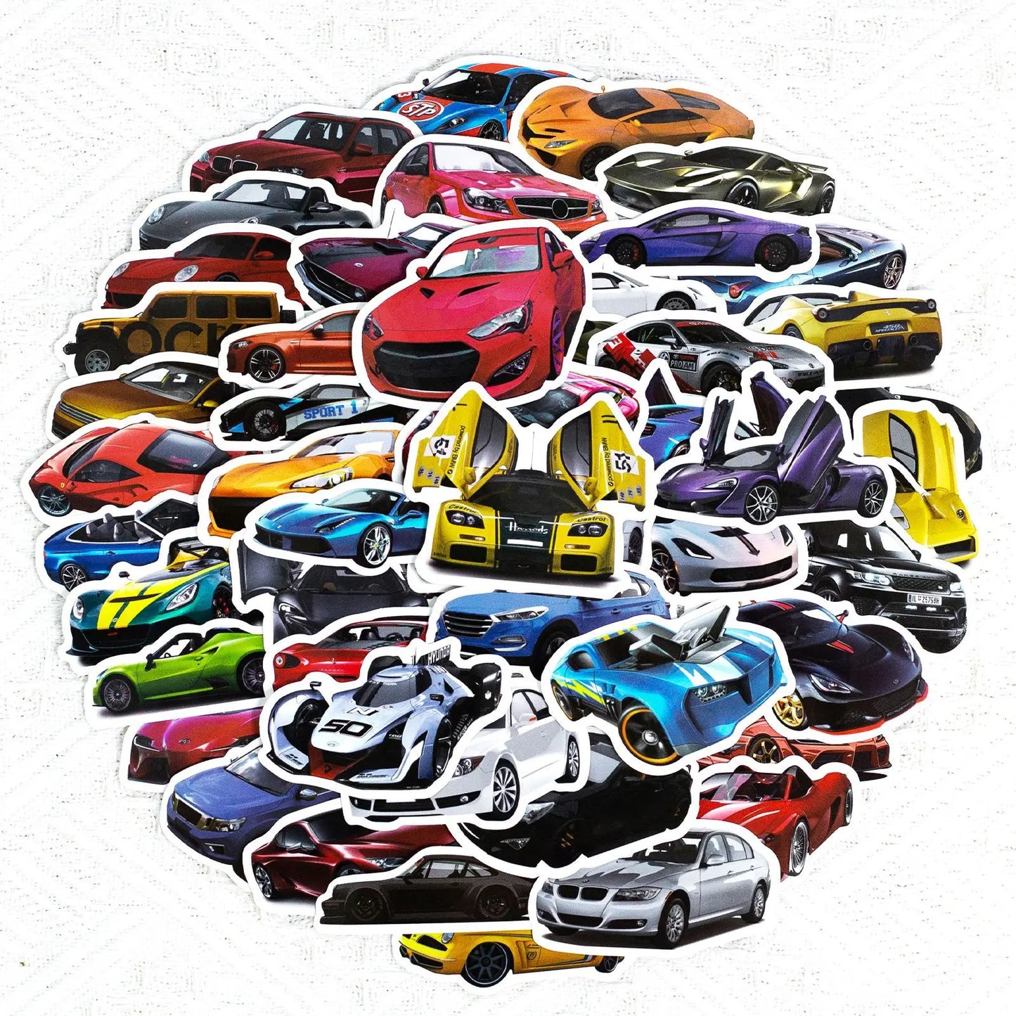 50pcs Cool Car Sticker, Racing Car Sticker and Decals for Kids, Phone Case, Guitar, Scooter, Laptop, Kettle Decoration Stickers Beauty World Shop