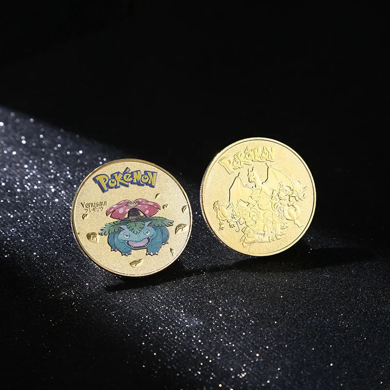 Pokemon commemorative Coin Metal Coins Anime Commemorative Coin Charizard Pikachu Golden Pokemon Cards Round Metal Coin Toy Gift Beauty World Shop
