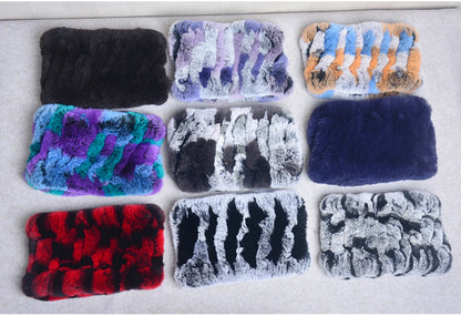 Women Handmade Stretch 100% Real Rabbit Fur Scarf Knit Genuine Rex Rabbit Fur Headbands Girls Natural Rabbit Fur Ring Scarves Beauty World Shop