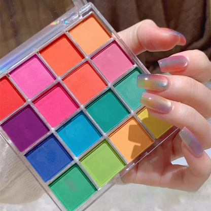 16 Grid Rainbow Solid Gradient Disc, Long-Lasting High Saturation, Gradient Blending Powder, Gradient Effect, Creative Nails Beauty World Shop
