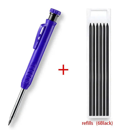 Solid Carpenter Pencil With Refill Lead And Built-in Sharpener For Deep Hole Mechanical Pencil Scribing Marking Woodworking Tool Beauty World Shop