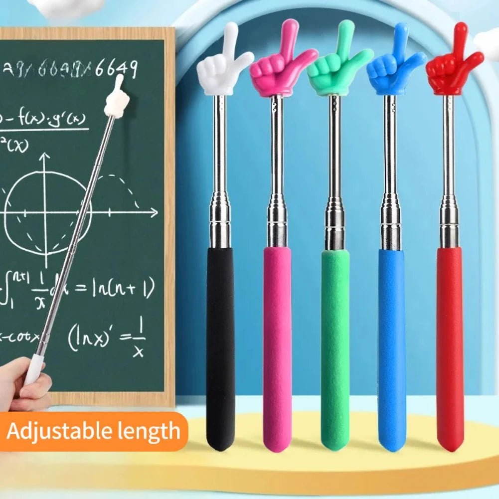 1pPointer Finger Stainless Steel Reading Sticks Telescopic Reading Finger Teaching Aids Gift for Teachers Pointer Finger Stick Beauty World Shop