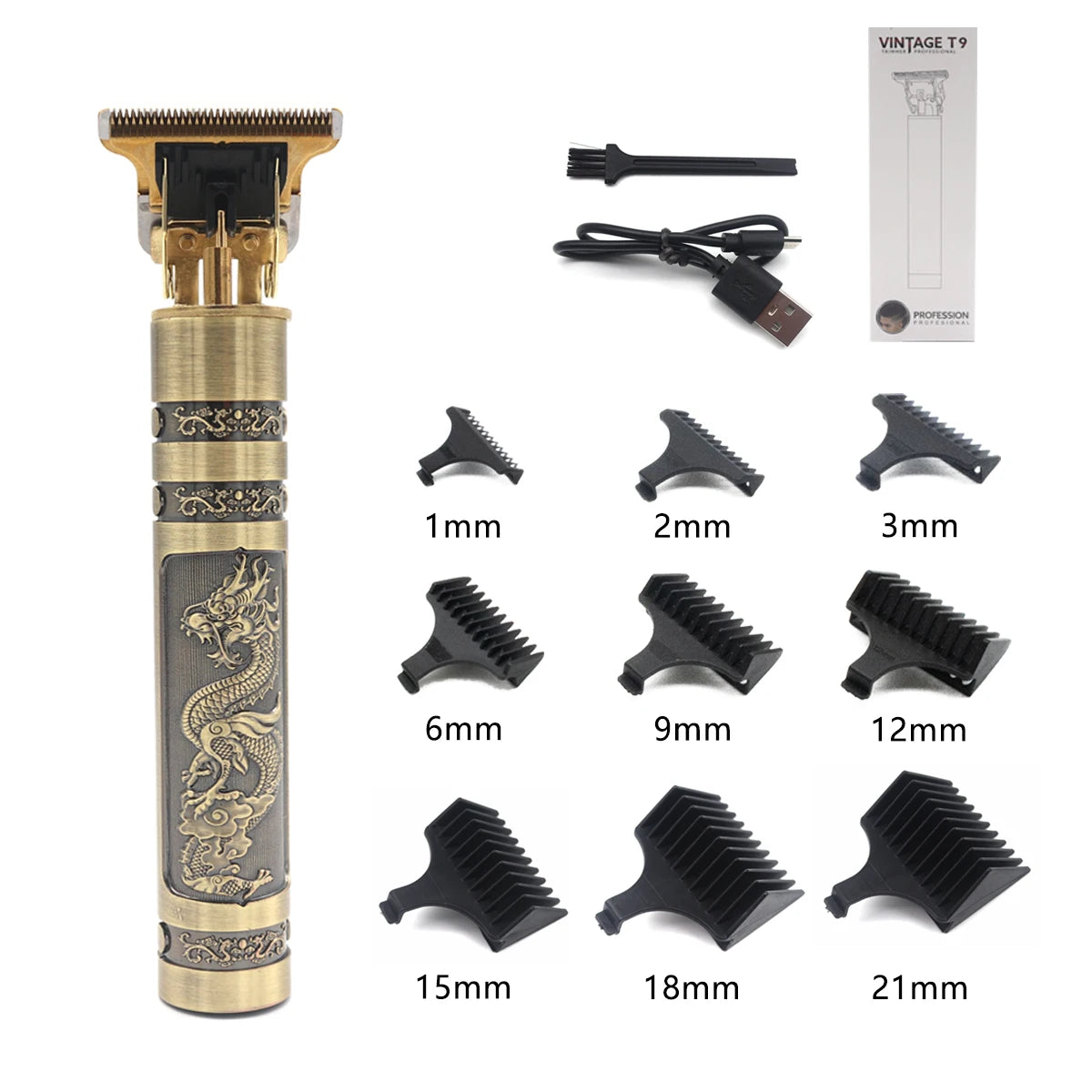 Professional T9 Hair Trimmer Machine Metal Body Beard Trimmer for Men Stainless Steel Blade Hair Clipper Beard Trimmer Beauty World Shop