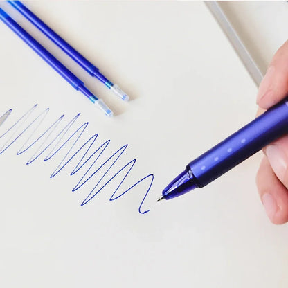 12pcs Press Type Erasable Gel Pens 0.5mm Black/Blue Ink Bullet Washable Handle Magic Refills Rod Super Capacity Ink Writing Beauty World Shop