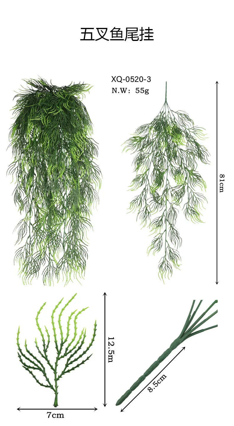 90cm Persian fern Leaves Vines Home Room Decor Hanging Artificial Plant Plastic Leaf Grass Wedding Party Wall Balcony Decoration Beauty World Shop