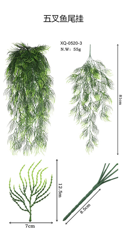 90cm Persian fern Leaves Vines Home Room Decor Hanging Artificial Plant Plastic Leaf Grass Wedding Party Wall Balcony Decoration Beauty World Shop