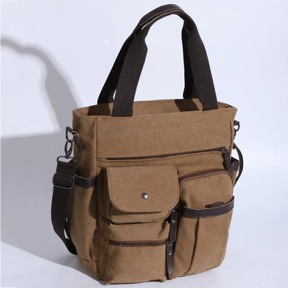 Men's Handbags Briefcase Canvas Shoulder Bag Man for Documents Large Capacity Tote Laptop Bag Crossbody Travel Bags Vintage K004 Beauty Trend Shop