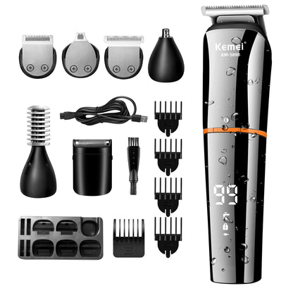 Kemei Waterproof 11-in-1 Men's Grooming Kit Electric Beard Trimmer Shaver Hair Clipper Rechargeable Nose Hair Trimmer KM-5898 Beauty World Shop