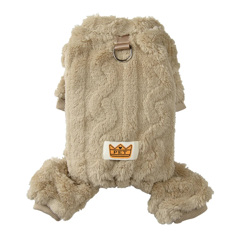 Soft Dog Clothes For Winter Warm Puppy Jumpsuit With D-ring Flannel Fleece Pets Sweater For Small Medium Dogs Yorkshire Pug Coat