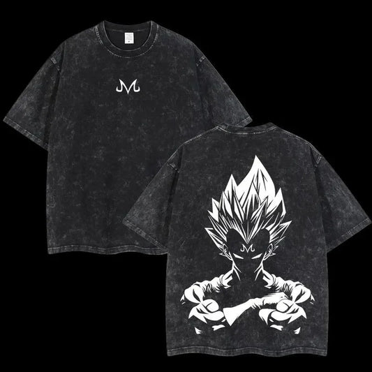 Anime Dragon Ball Cosplay Washed T-Shirt Cotton Short Sleeve Loose Large Casual Sports Fitness T-Shirt Men's Harajuku Clothing Beauty World Shop
