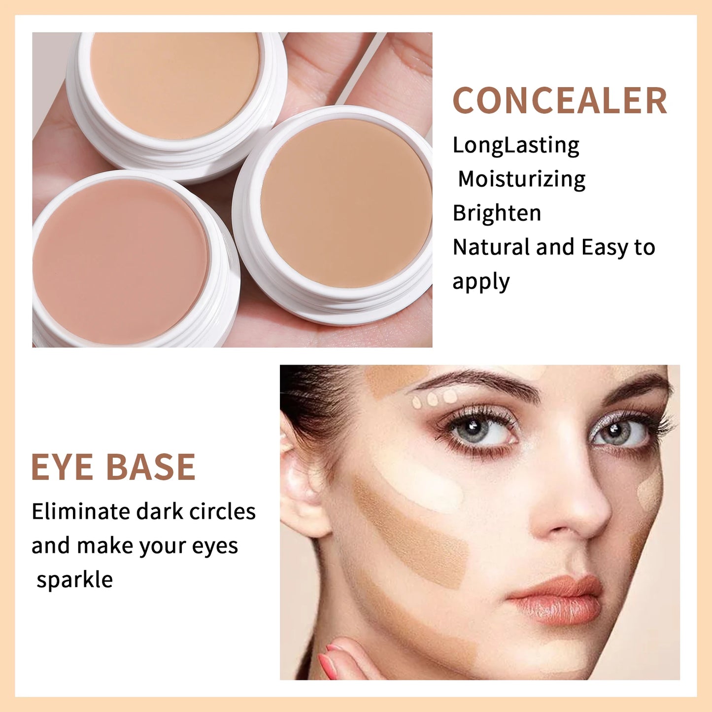 QIC Waterproof & Sweatproof Concealer Cream - Tattoo coverage, Long-Lasting Foundation, Natural,Full coverage, All Skin Types Beauty World Shop