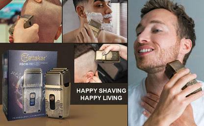 HATTEKER Shaver Professional Electric Razor Shaving Machine Waterproof Beard Trimmer Metal Razor Digital Display Shavers for Men