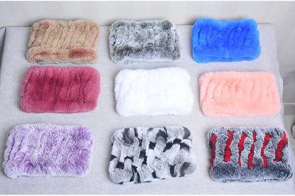 Women Handmade Stretch 100% Real Rabbit Fur Scarf Knit Genuine Rex Rabbit Fur Headbands Girls Natural Rabbit Fur Ring Scarves Beauty World Shop