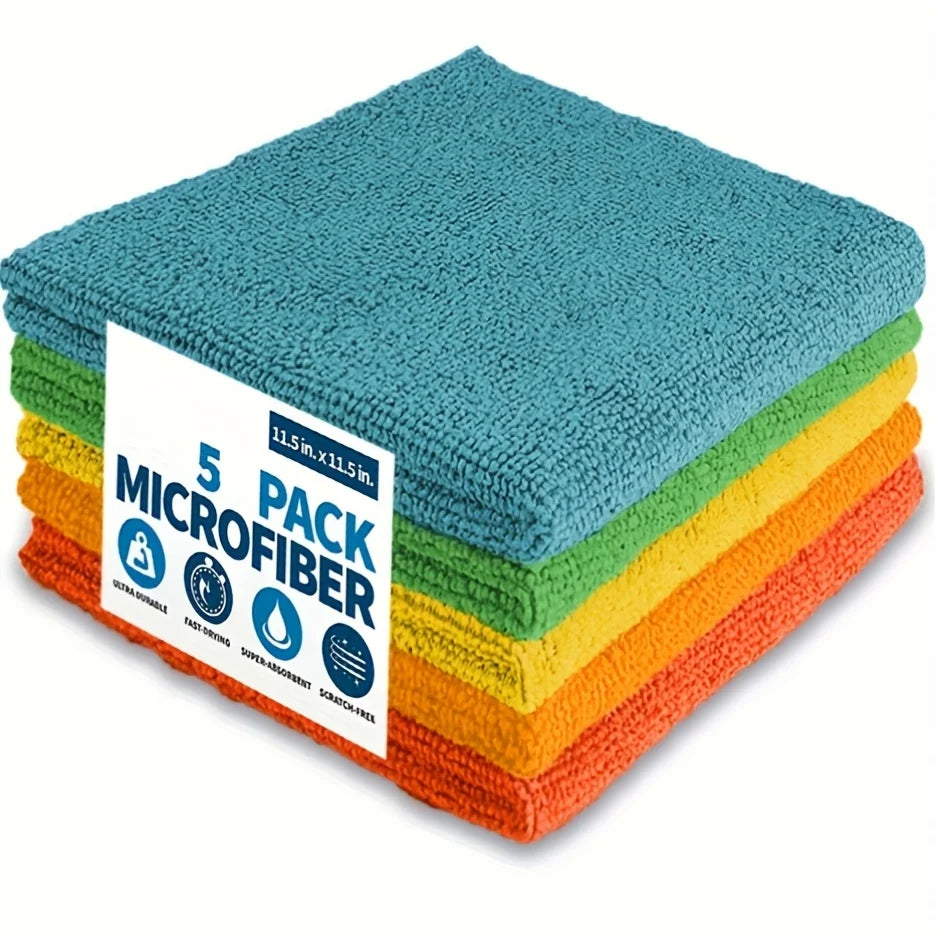 Microfiber Cleaning Cloths - Polyester, multi-surface streak-free. For outdoor, bathroom, kitchen, patio. Super absorbent, versa Beauty World Shop