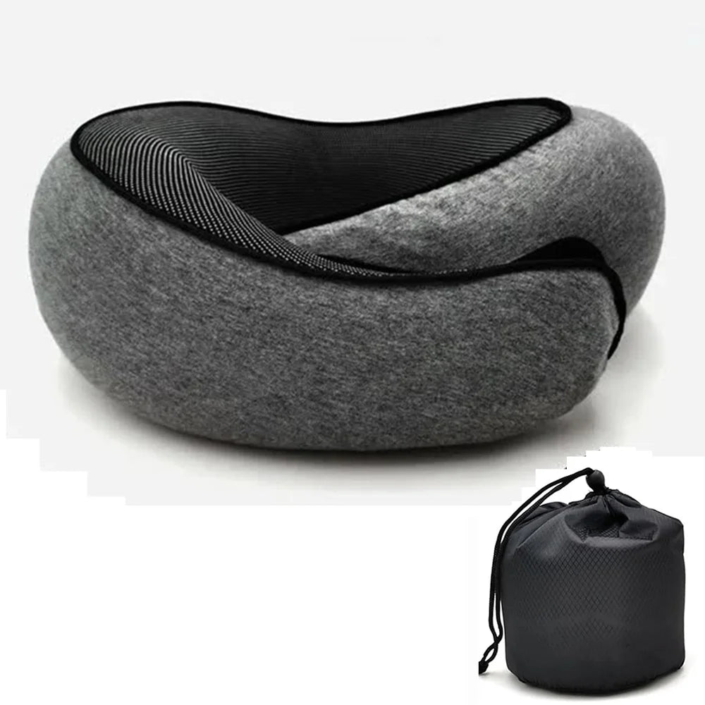 Travel Neck Pillow Memory Foam U-shaped Pillow Snail Style Travel Neck Support Portable Adjustable Soft Noon Break Sleep Pillows Beauty World Shop