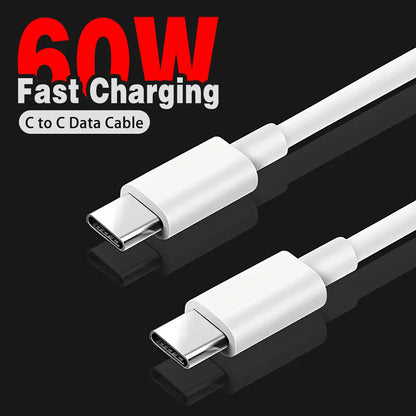 PD 60W USB C to USB Type C Cable Fast Charge Data Cable For Iphone 15 15Pro Huawei Samsung Xiaomi Data Line Black White 1M 2M 3M Beauty World Shop
