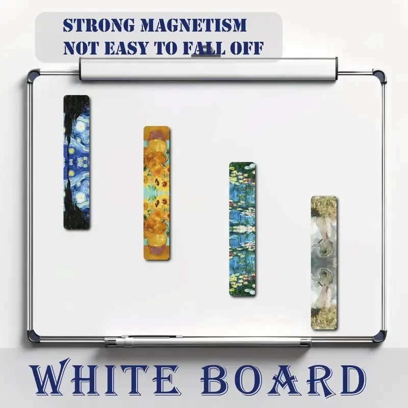 12pcs Artistic Magnetic Bookmarks Featuring World Famous Paintings by Van Gogh & Monet - Ideal for School, Office, And Art Lover Beauty World Shop