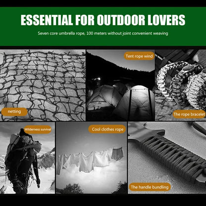 50m 650 Military Paracord 9 Strand 4mm Tactical Parachute Cord Camping Accessories DIY Weaving Rope Outdoor Survival Equipment Beauty World Shop