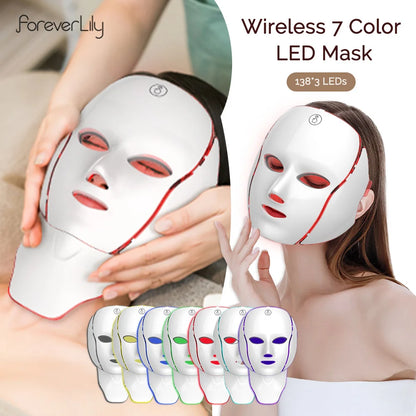 Face Neck Beauty Mask 7 Colors Light LED Mask Photon Red Light Facial Skin Care Repair Skin Anti Aging Wrinkle Skin Tightening Beauty World Shop